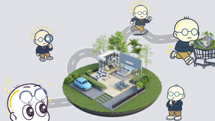 外構業者の受注までのカスタマージャーニーの全体像を示すフロー図