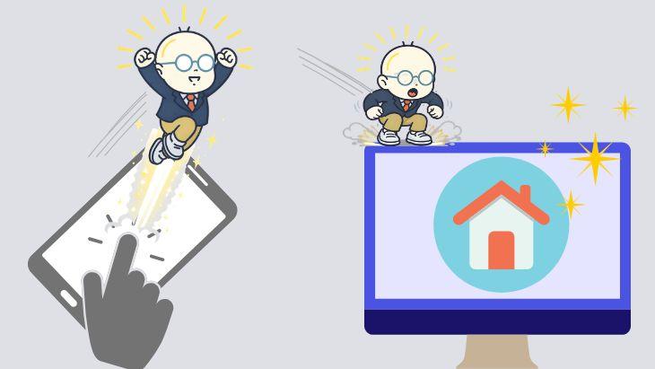 広告からのアクセスを受け止めるホームページの重要性を示す図。受け皿の質が問い合わせ率(歩留まり)に直結することを図解。