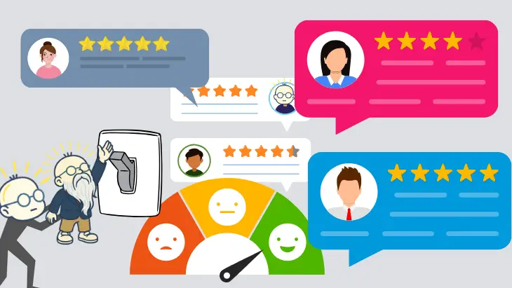 顧客の声や口コミが掲載された感情に訴えるマーケティングイメージ